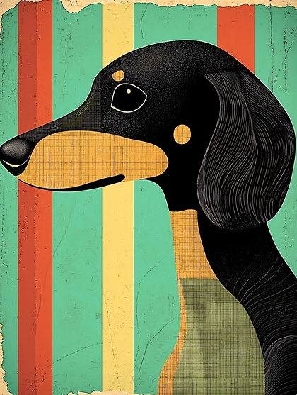 Dachshund Dog Retro Art