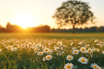 Daisy Field at Sunset