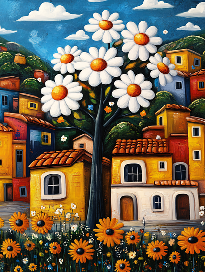 Daisy Village Painting