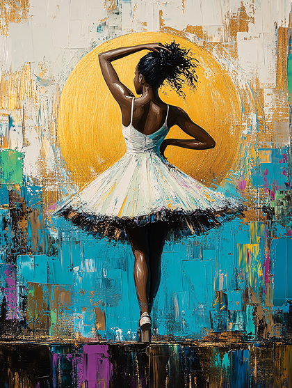 Dancing Ballerina In Abstract Style