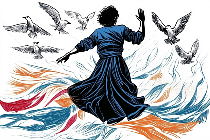 Dancing Figure with Birds
