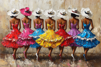 Dancing Ladies in Colorful Dresses