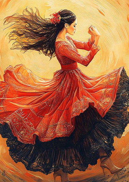 Dancing Woman in a Red Dress