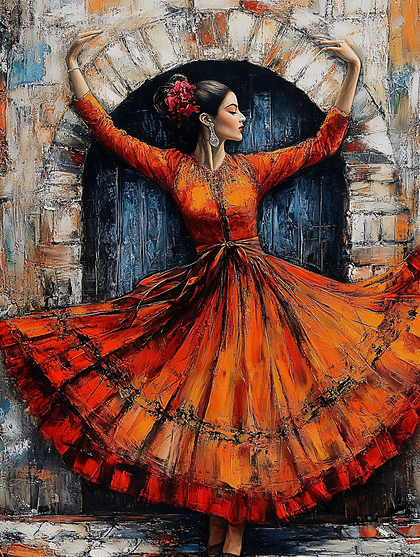 Dancing Woman In An Orange Dress