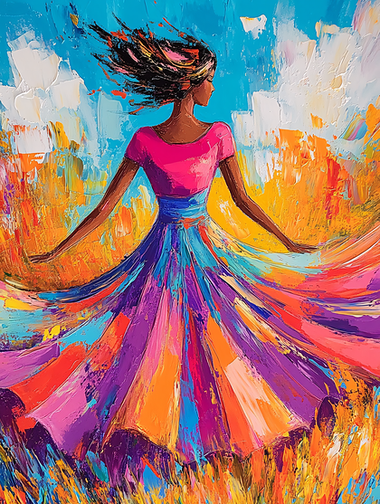 Dancing Woman In Colorful Dress