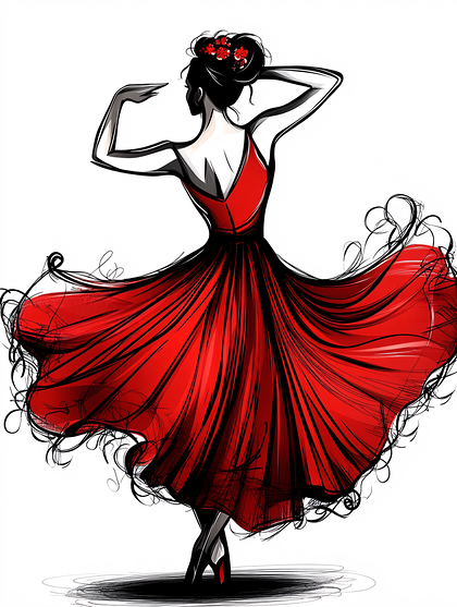 Dancing Woman In Red Dress