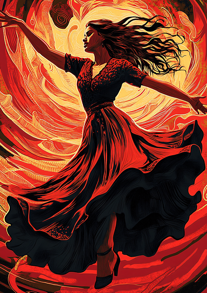 Dancing Woman in Red Dress