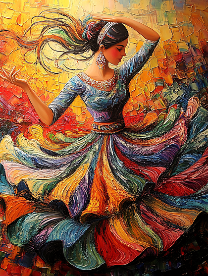 Dancing Woman In Vibrant Garb