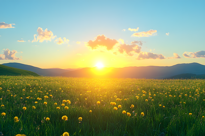 Dandelion Field at Sunset