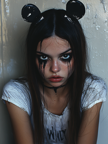 Dark Mouse Ears Makeup Portrait
