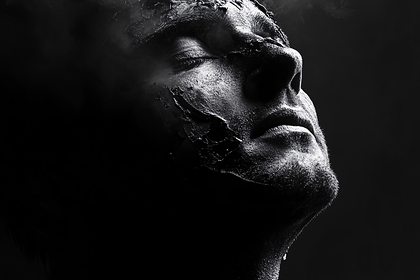Dark Portrait Of A Man With Cracked Paint