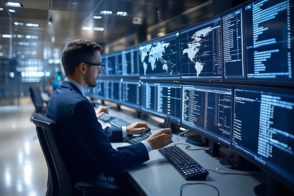 Data Analyst Working at Computer Monitors