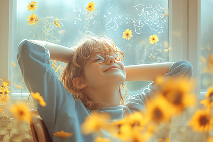 Daydreaming Girl Relaxing Near Window