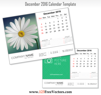 December 2016 Calendar Template