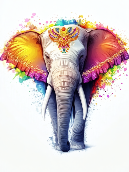 Decorated Elephant Watercolor