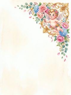 cupid floral frame