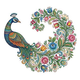 folk art peacock