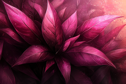 Deep Pink Tropical Leaves