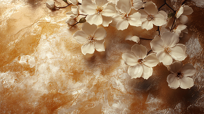 Delicate Blossoms on Textured Gold