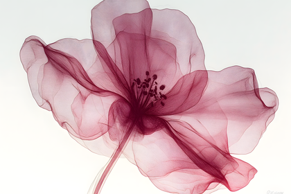 Delicate Crimson Flower Line Art