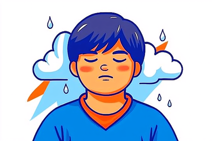 Depressed Person with Storm Clouds