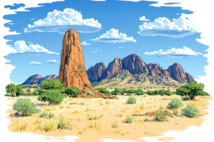 Desert Landscape with Rock Formations