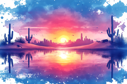 Desert Oasis Sunset