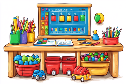 Desk Setup with Learning Materials