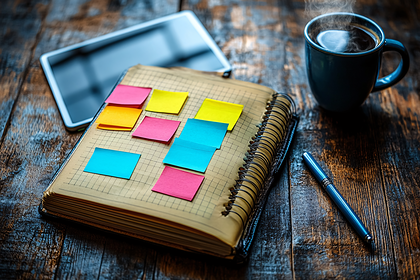 Desk Setup With Sticky Notes