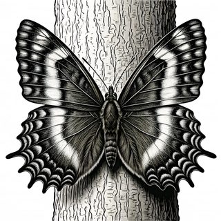 Butterfly on bark