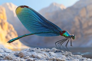 Detailed Dragonfly On Rock
