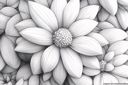 Detailed Floral Line Art