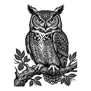 woodcut owl illustration