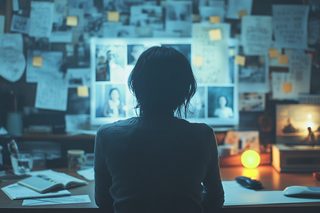 Woman at Desk Investigating Cold Case