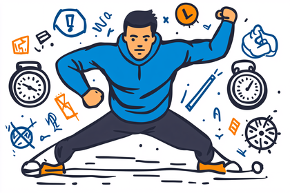 Determined Athlete with Motivational Symbols