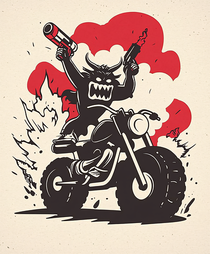 Devil Rider On Motorcycle