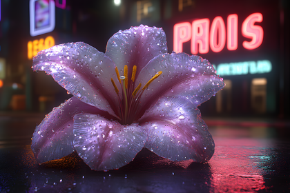 Dewy Lily at Night