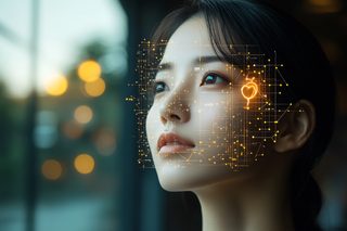 Digital Interface with Asian Woman