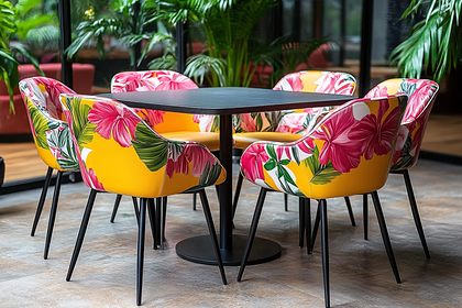 Dining Set With Floral Chairs