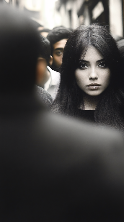 Direct Gaze In Crowd