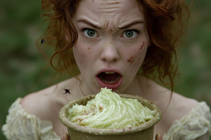 Disgusted Woman With Lumpy Food