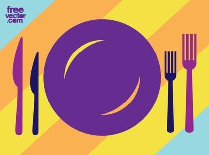 Dish With Cutlery Free Vector