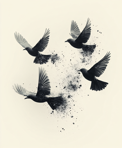 Disintegrating Birds In Flight