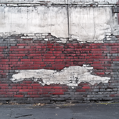 Distressed Brick Wall with Peeling Paint