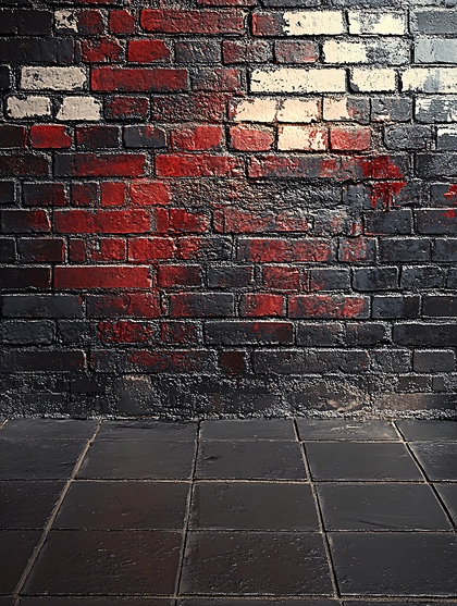 Distressed Brick Wall with Tile Floor