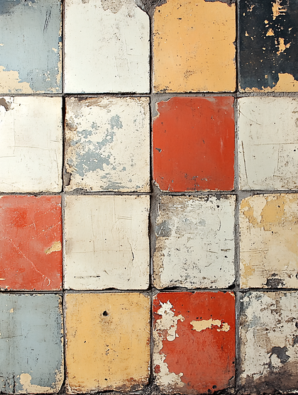 Distressed Colorful Floor Tiles