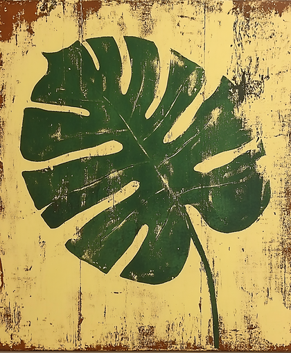 Distressed Monstera Leaf Art