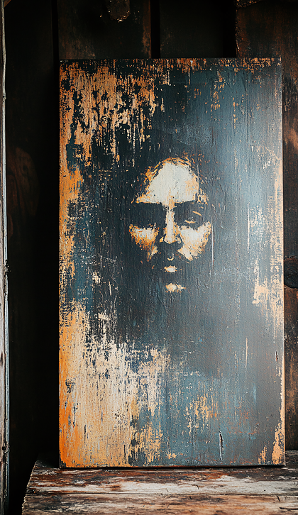 Distressed Portrait Of A Man On Wood