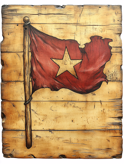 Distressed Star Flag On Wood