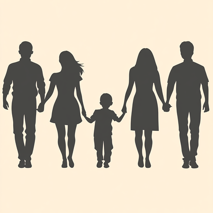 Diverse Group Holding Hands Silhouette